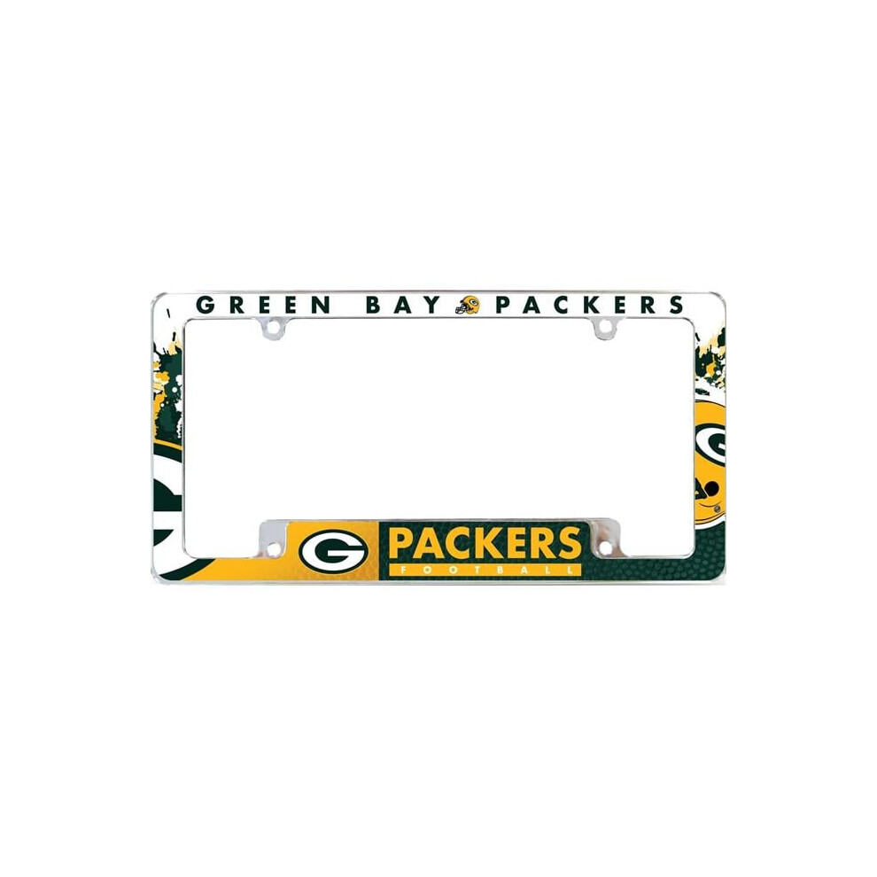 212 Main Afc3301b Bay Packers All Over Chrome License Plate Frame Green 767345892409