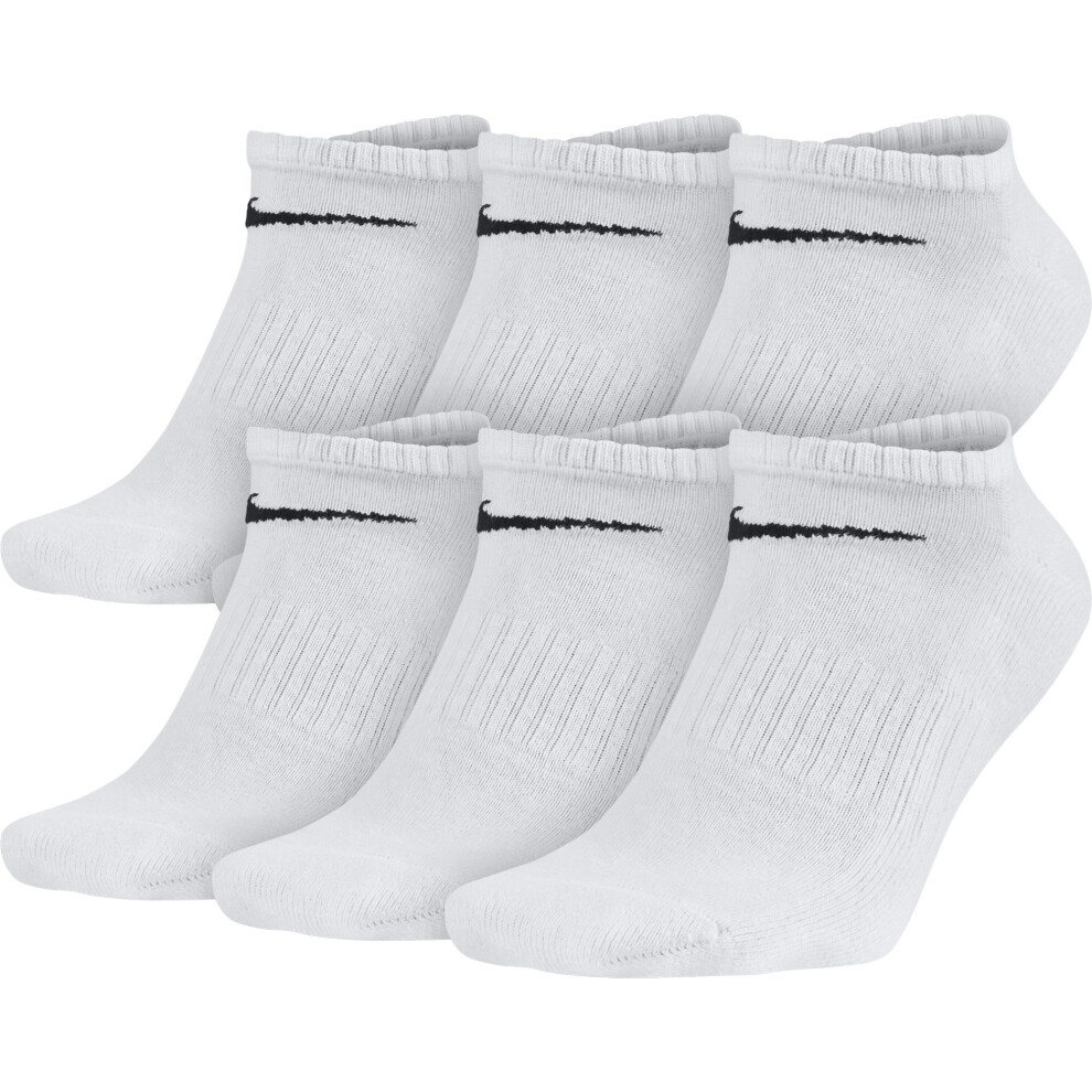NIKE Unisex Performance Cushion No-Show Socks with Band 6 Pairs  White/Black  Medium