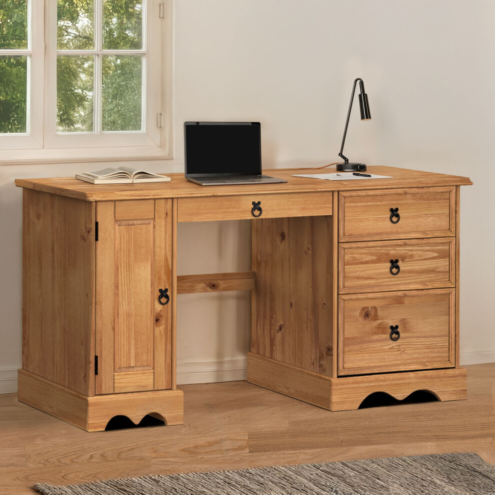 Corona Straight Computer Desk Solid Pine Furniture