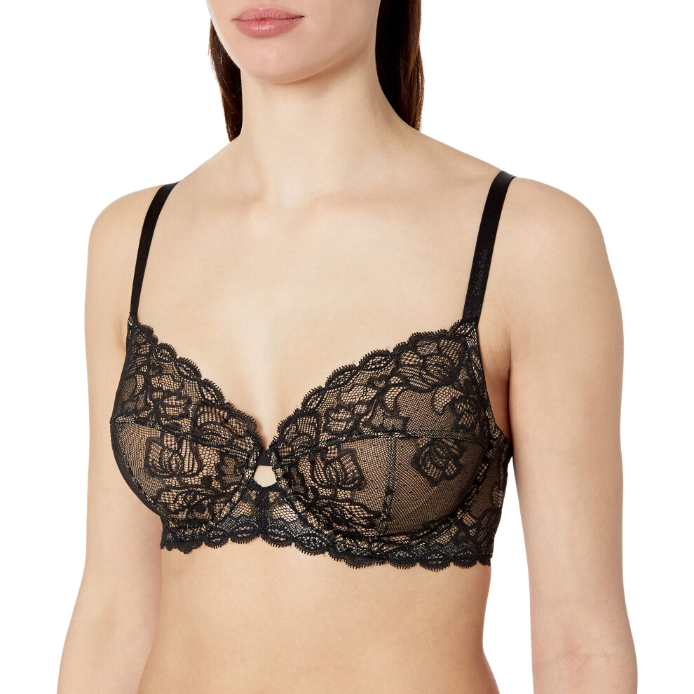 Calvin Klein Women's Seductive Comfort Unlined Lace Bra  Black  34D