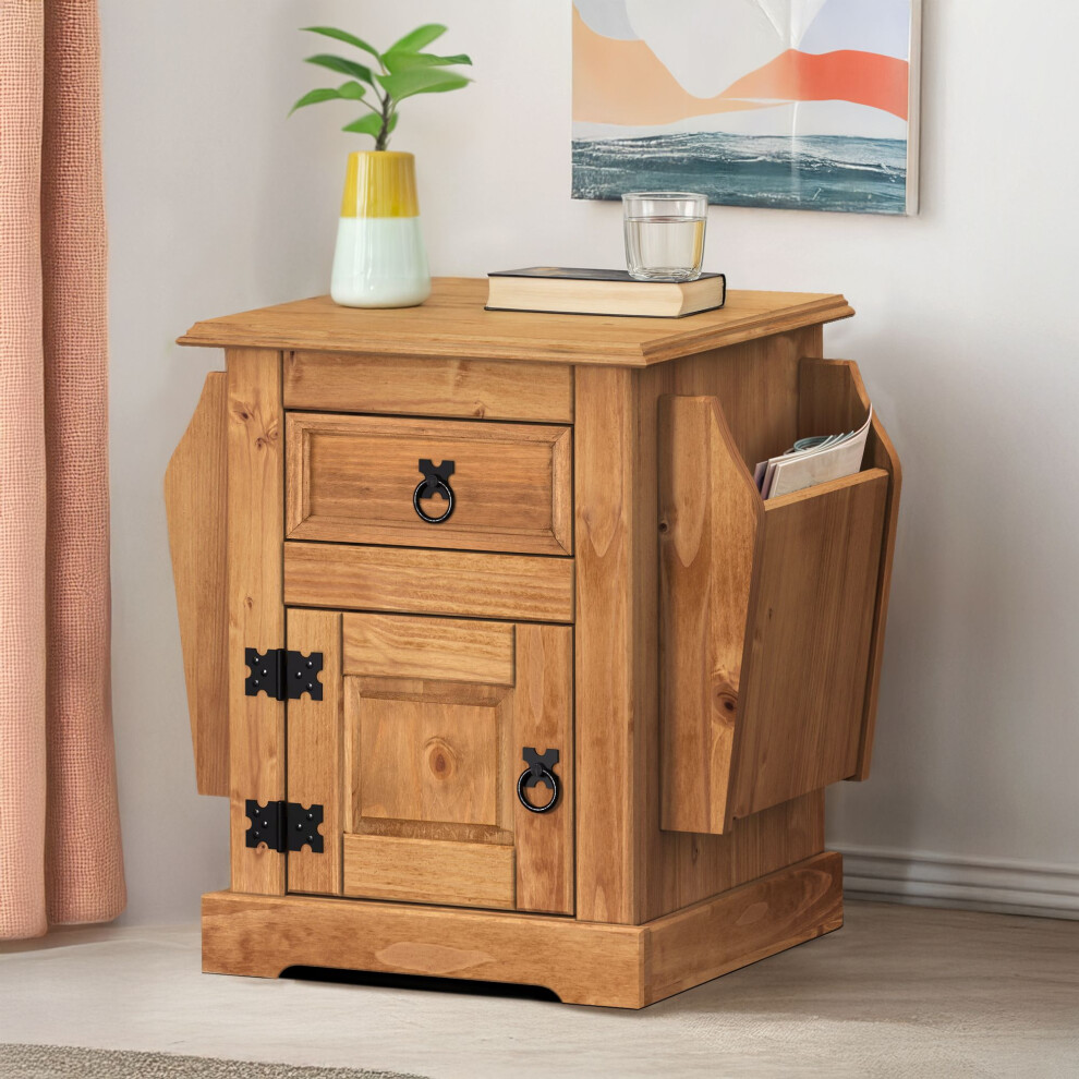 Corona Magazine Rack Lamp Table Solid Wood Pine Furniture