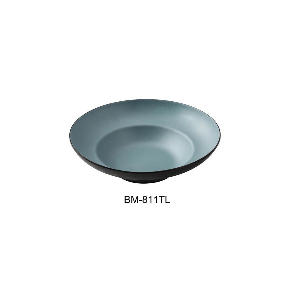 Yanco BM-811TL Birmingham 11.125 x 7 x 3.25 in. Deep Mediterranean Bowl, Gray & Teal Color - 20 oz - Melamine - Pack of 12-image-OPC-PGHF25D-NEW