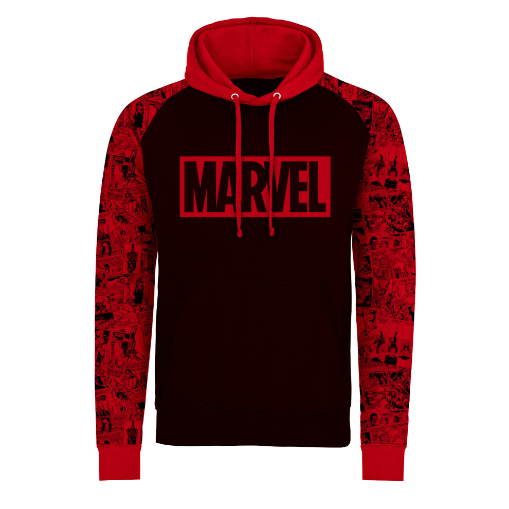 (XL, Black/Red) Marvel Comics Unisex Adult Logo Hoodie