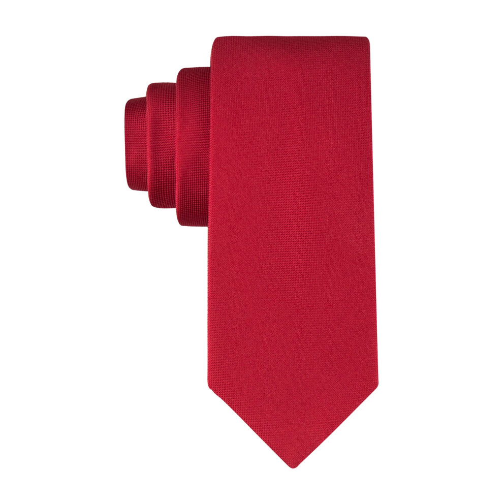 Calvin Klein Men's Silver Spun Solid Tie Red Regular