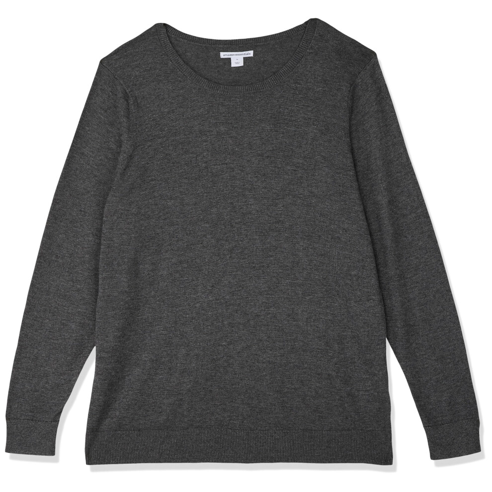 Amazon Essentials Women's Long-Sleeve Lightweight Crewneck Sweater Available in Plus Size  Charcoal Heather  Small