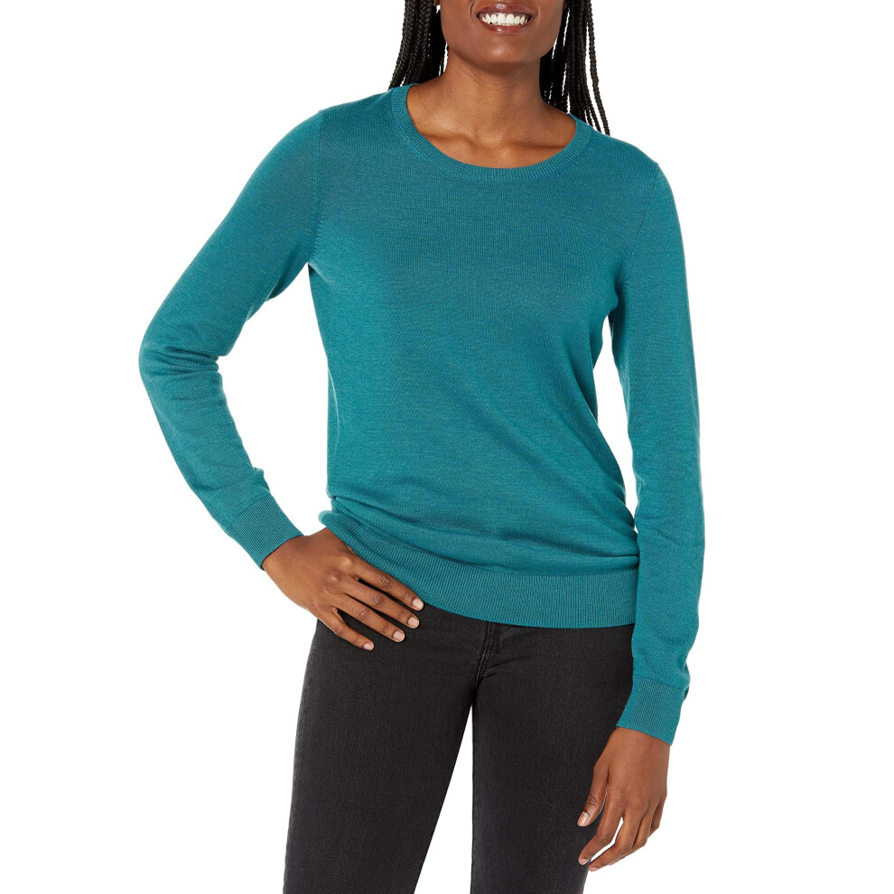 Amazon Essentials Women's Long-Sleeve Lightweight Crewneck Sweater Available in Plus Size  Teal Blue  XX-Large