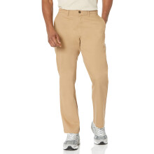 Pantaloni casual elasticizzati da uomo Relaxed-Fit color cachi, marrone cachi scuro, 34W x 30L