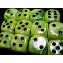 Chessex Manufacturing 27630 16 mm Vortex Bright Green With Black Numbering D6 Dice Set Of 12