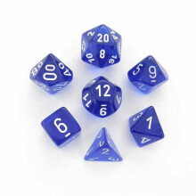 Chessex Manufacturing Blue Translucent Dice with White Numbers