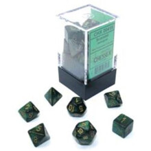 Chessex Cube Mini Dice Set, Jade & Gold Number
