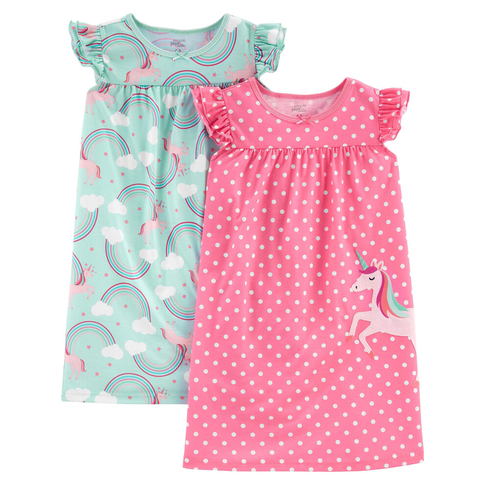 Simple Joys by carters girls Nightgowns Pack of 2 UnicornRainbow 8-