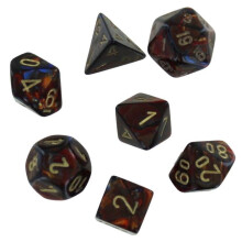 Chessex Manufacturing Mini Scarab Blue Blood & Gold Dice Set - Set of 7