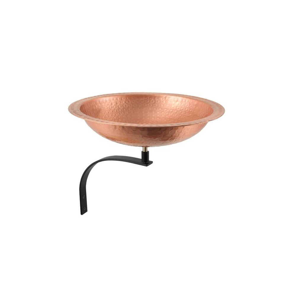 Achla  Hammered Solid Copper Birdbath with Wall Mount Bracket, Natural Patina