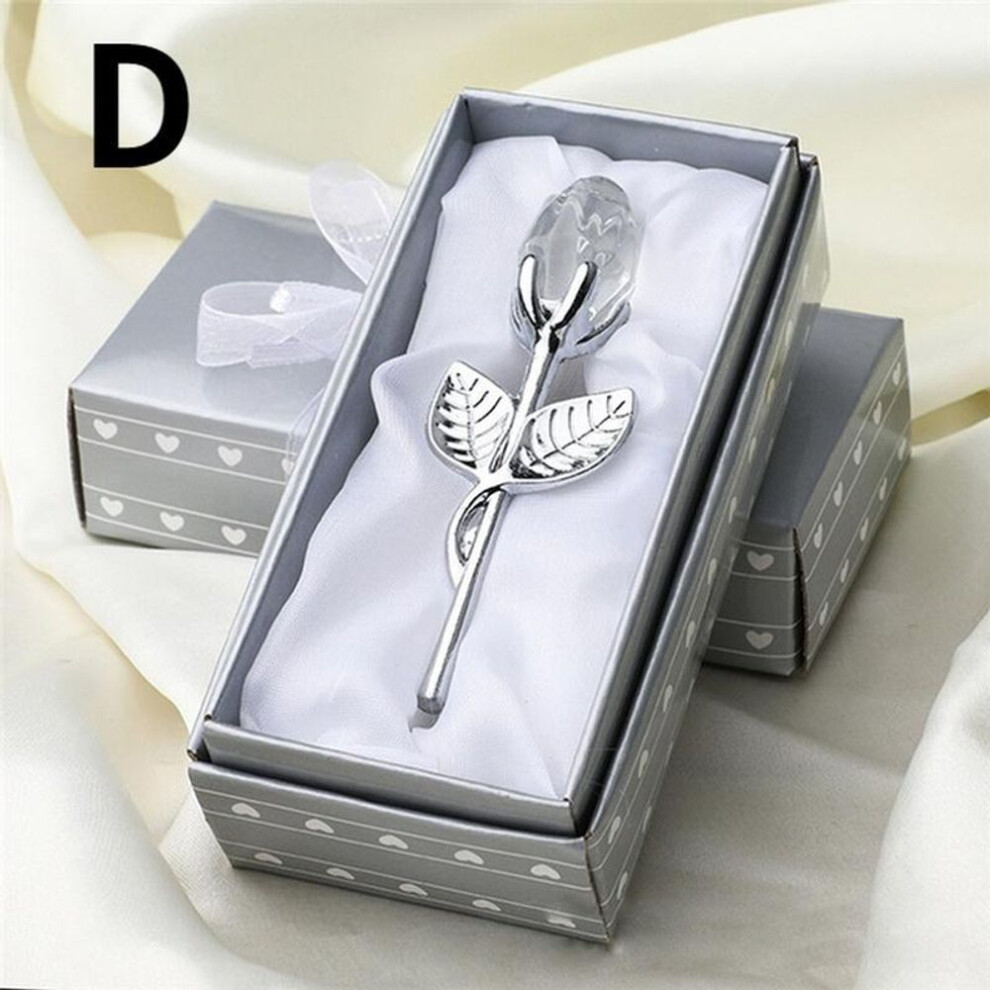 (D) Crystal Glass Rose Flower Figurines Craft Valentine&apos;s Day Favors X&apos;mas Lovers&apos; Gift Souvenir Home Wedding Decoration Ornaments