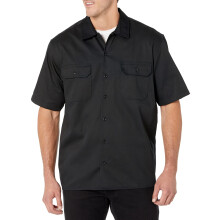 Camicia da lavoro antimacchia e antipiega a maniche corte da uomo, nera, taglia L