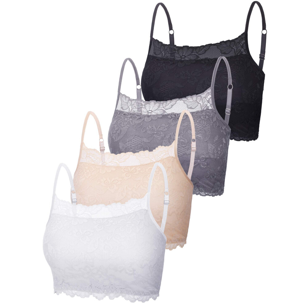 Nouveau 4 pièces caraco en dentelle extensible pour femme, demi-caraco en dentelle respirante