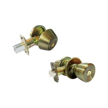 Faultless  Tulip Antique Brass Metal Entry Knob & Single Cylinder Deadbolt - 3 Grade Right Handed