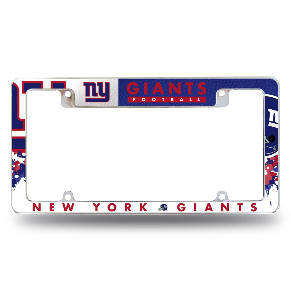 Rico Industries Nfl New York Giants Primary 12" X 6" Chrome All Over Automotive License Plate Frame For Car/Truck/Suv 767345892034