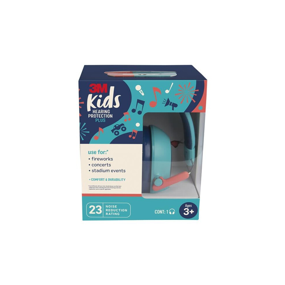 3M  Hearing Protection PLUS 23 dB Kids Ear Muffs, Teal