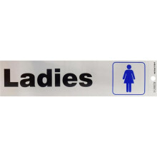 Hillman 2 x 8 in. Ladies English Restroom Decal, Silver - Pack of 6