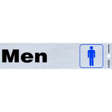 Hillman 2 x 8 in. Men English Restroom Decal, Silver - Pack of 6