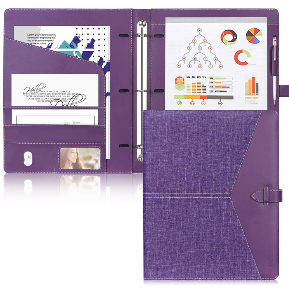 Toplive Padfolio 3 Ring Binder (1 Round Ring) Business Portfolio Folde