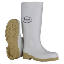 Boss 16 in. PVC Plain Waterproof Boots for Unisex, White - Size 11 US - Set of 2