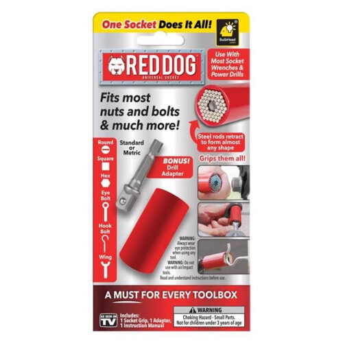 bulbhead BulbHead  Dog Universal Socket Tool, Red & Silver