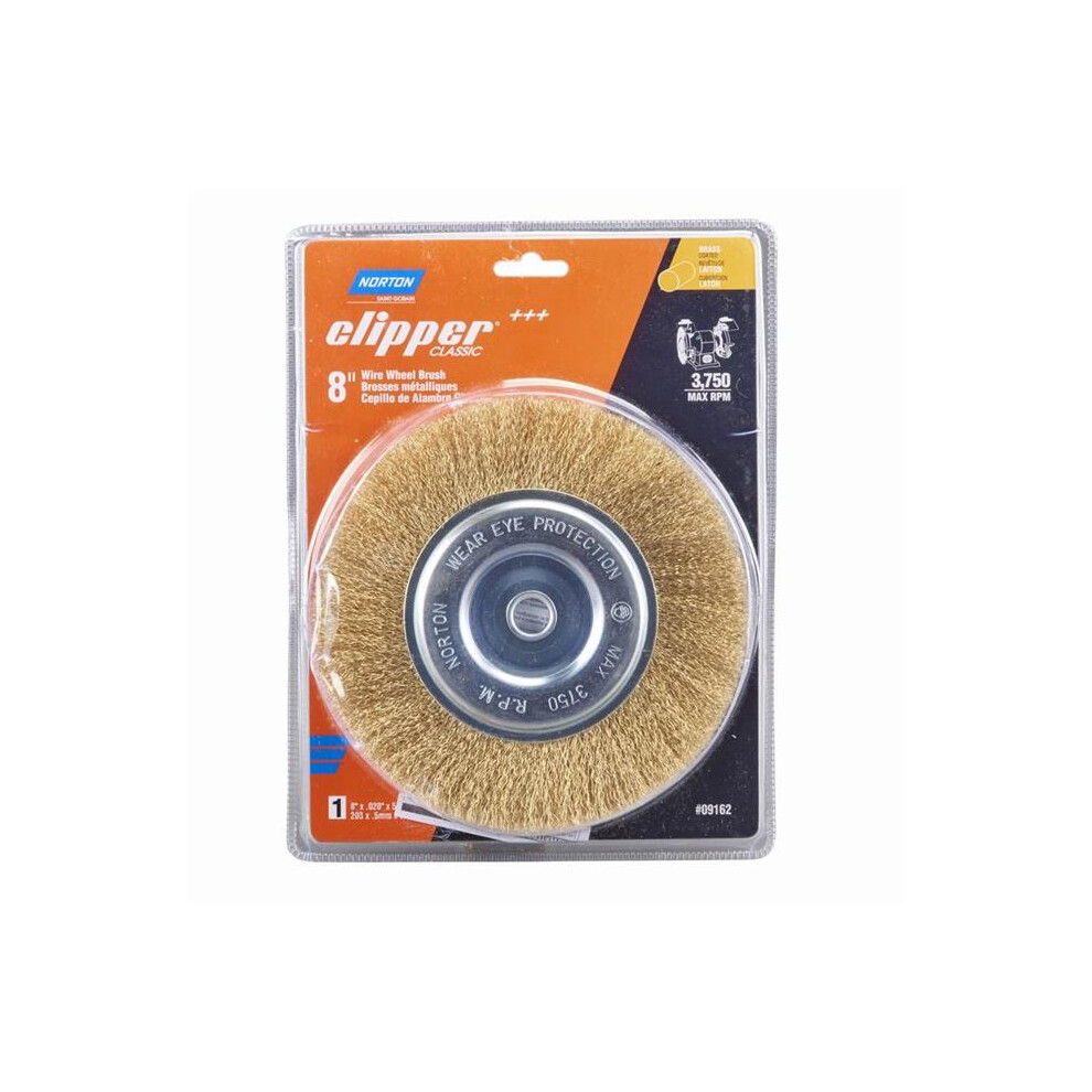 Norton  8 in. Clipper Coarse Crimped Wire Wheel Brush - Brass 3750 rpm