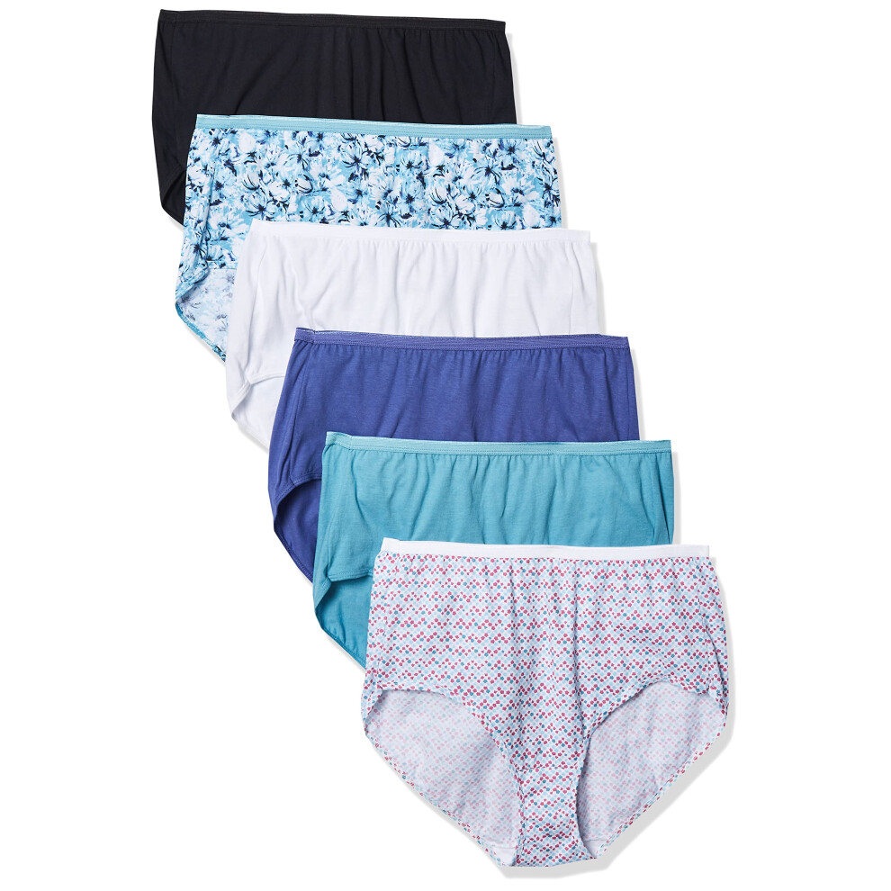 Lot de 6 slips taille haute en coton Cool Comfort pour femme JUST MY SIZE, couleurs assorties