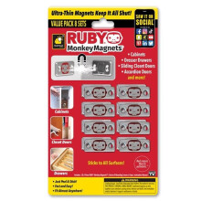 Bulbhead Red & Silver Monkey Magnet Door & Drawer Closures, Pack of 8