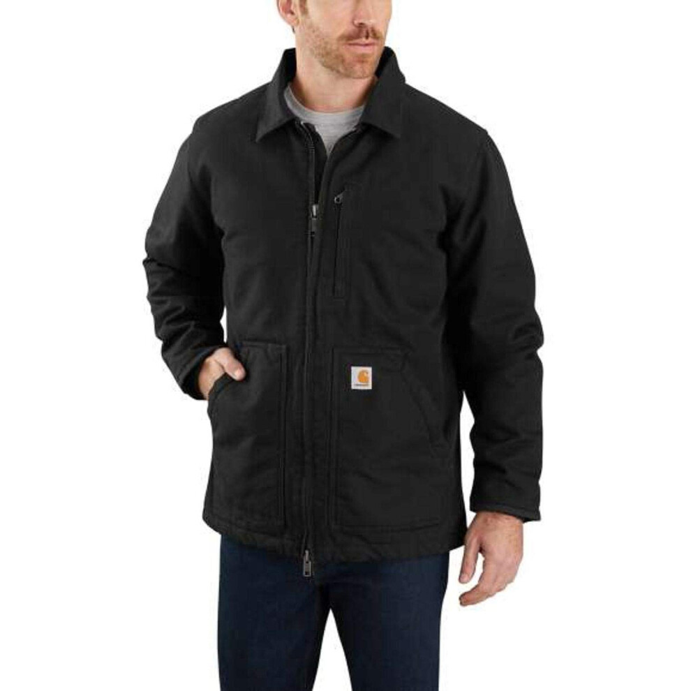 Carhartt mens Loose Fit Washed Duck Sherpa-lined Coat Black Medium U