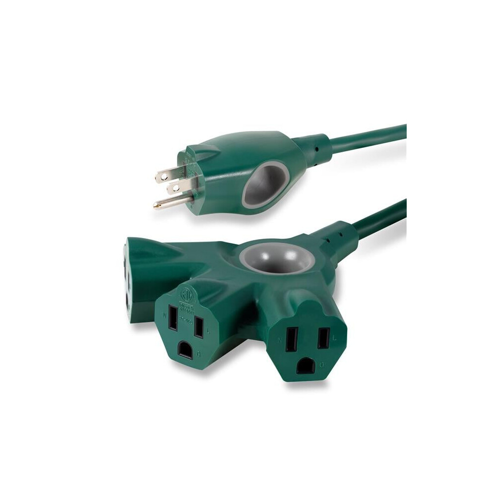 Jasco 25 Ft. 16 Awg 3-Outlet Philips Indoor & Outdoor Extension Cord, Green 700620452820