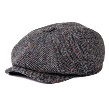 BOTVELA Mens 8 Panel Wool Blend Newsboy Flat cap Herringbone Tweed Hat