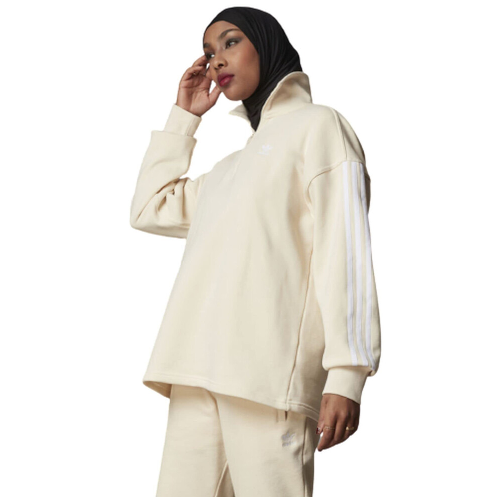 adidas Originals Womens Adicolor Classics HalfZip Sweatshirt Small  Wonder White