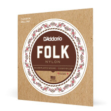 D'Addario Guitar Strings - Folk Nylon Guitar Strings - EJ32C Klassiske Guitar Strings - Nylon Core Ball End - S?lvbelagt omslag Klar nylon diskan