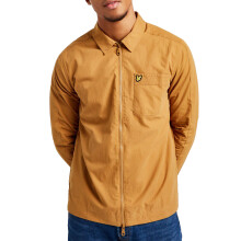 (Gold, M) Lyle and Scott Mens Jacket Ottoman Overshirt Regular Fit Full Zip Casual Cotton