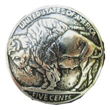 Buffalo Nickel Buttons Metal 15mm 9/16 """" Set de 8 piese