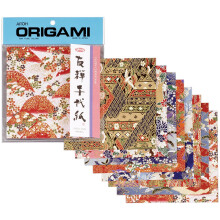 Aitoh Yuzen Washi Origami Paper Red 8-Pack