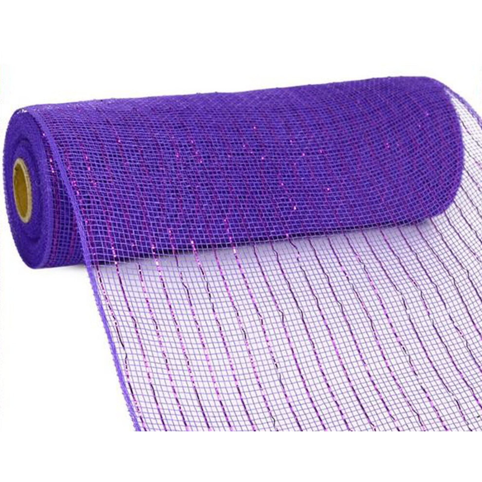 Ruban en maille poly déco 10 pouces x 30 pieds (violet métallique avec violet F)
