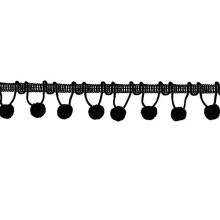 Ball Fringe 1-1/8 """" la?ime de 9 metri negru