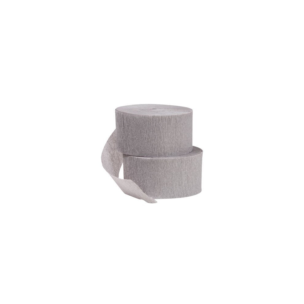 DENNECREPE 2 Rolls Gray Crepe Paper Streamers; 145 Feet Total; Made in USA