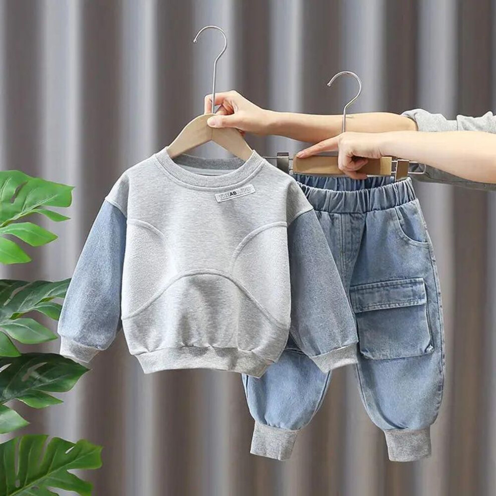 (blue, 100cm) Kids Boys Sweater Suit Spring Autumn Clothing Children&apos;s Fashion Sportswear Suit Children&apos;s Clothing Boy&apos;s Baby Pants Two Pcs
