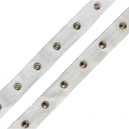 Anrox Supply Co 3/4" Λευκή Κλωστή Ασημένιο Κουμπί Ταινία 3 YDS ΗΠΑ 1
