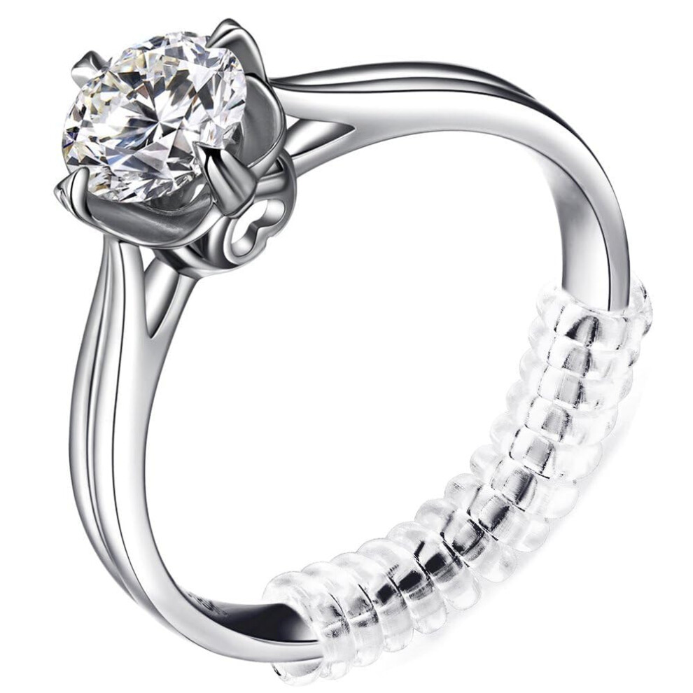 Anpro 15 Pack Ring Size Adjuster - Con 3 Misure Clear Ring Sizer Adjuster Per Anelli Allentati, Set Di Stringitori In Silicone A Spirale, Protezioni Invisibili Per Anelli-image