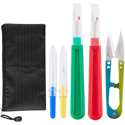 Découseur Action Lvcky - Kit De Couture, 7 Pièces - Découseur Coupe-Fil, Ciseaux, Ruban à Mesurer Et Sac De Rangement Pour Couture (Couleurs Aléatoires Accessoires Machine à Coudre