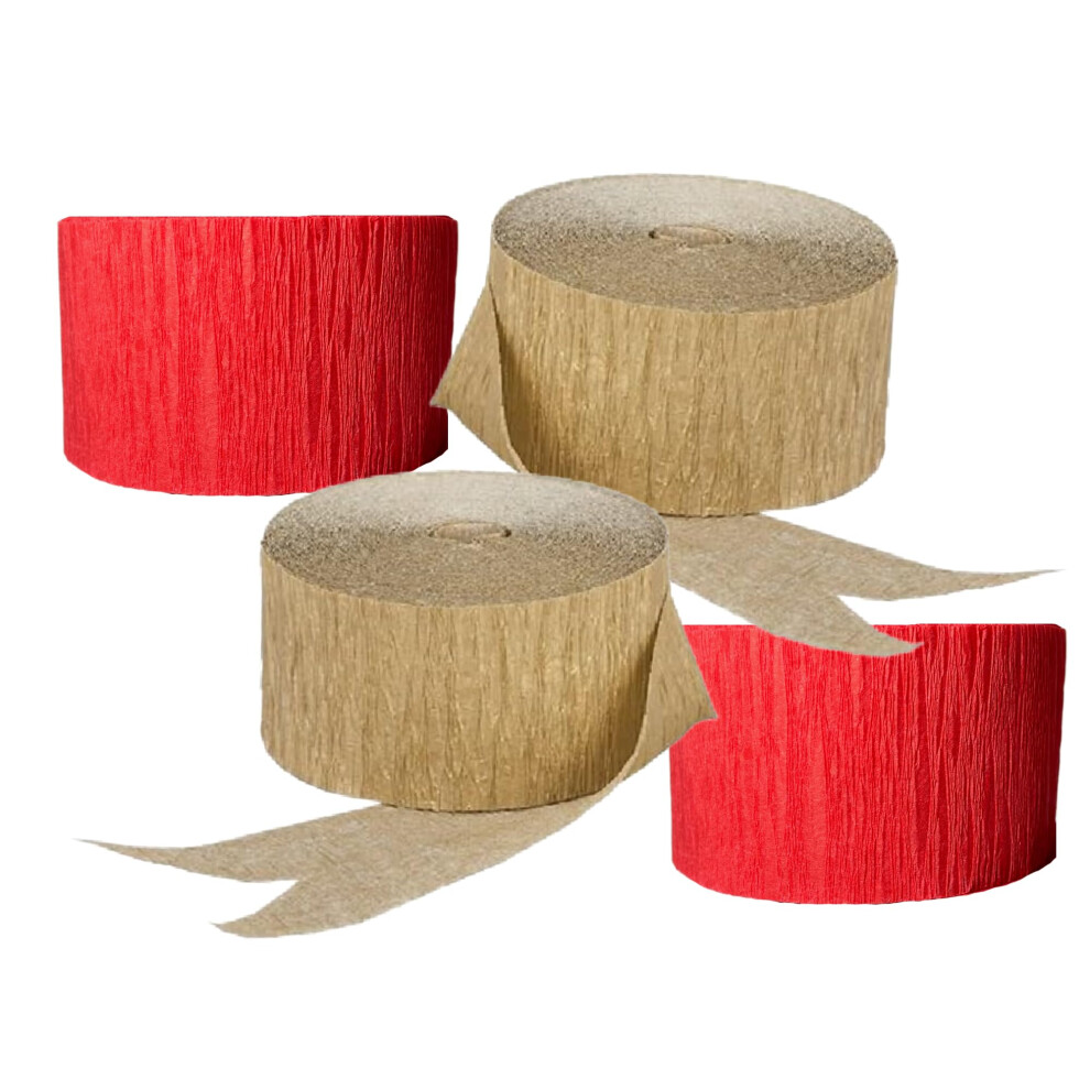 USA-Made Red and Gold Metallic Crepe Paper Streamers