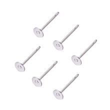 Craftdady 500 buca?i cercei din o?el inoxidabil, 4 mm, tava plata, cercei cu ?tifturi pentru realizarea de bijuterii pentru cercei