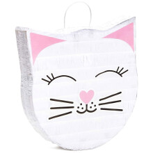 BLAUER PANDA Katzen-Pinata  14 x 12,8 x 3 in Wei, 1 Stck  Mini-Pinata fr Katzen-Geburtstagsdekorationen und Partyzubehr, Pastell-Geburtstagsdek