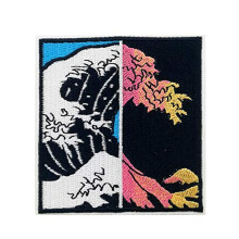 Dragu?-patch Marele val de pe Kanagawa brodat fier pe plasture duotona coase pe aplica?ie